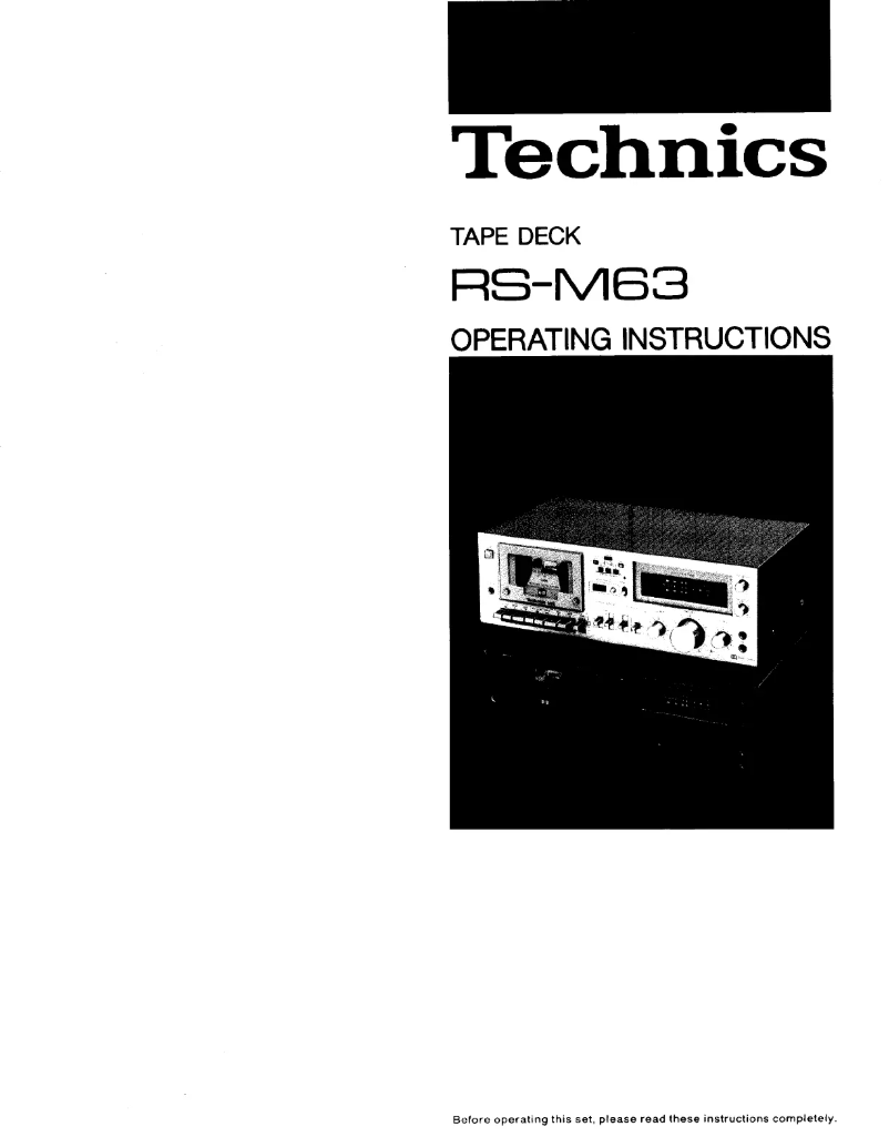 Page 1 de la notice Manuel utilisateur Technics RS-M63