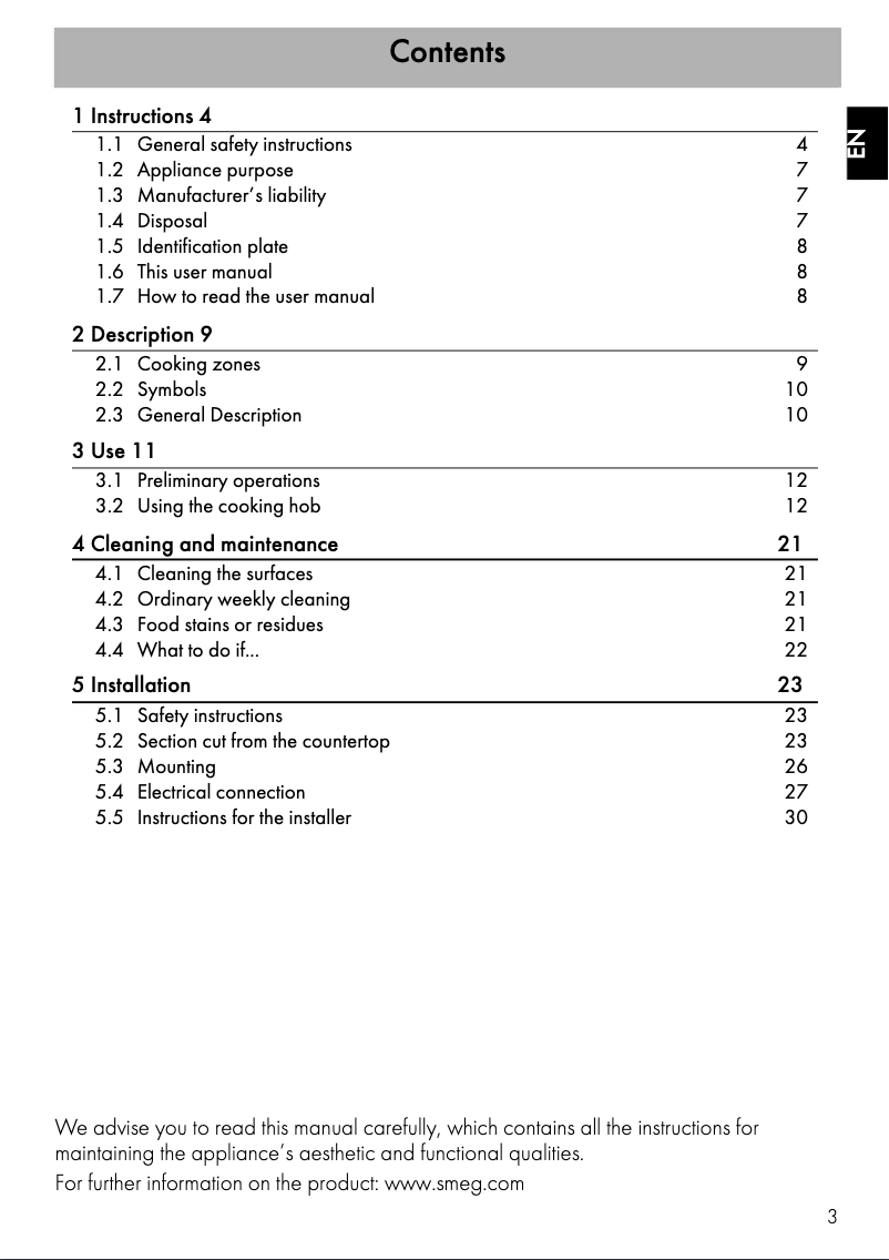Page n°1 - Manuel utilisateur Smeg SE364TBAU