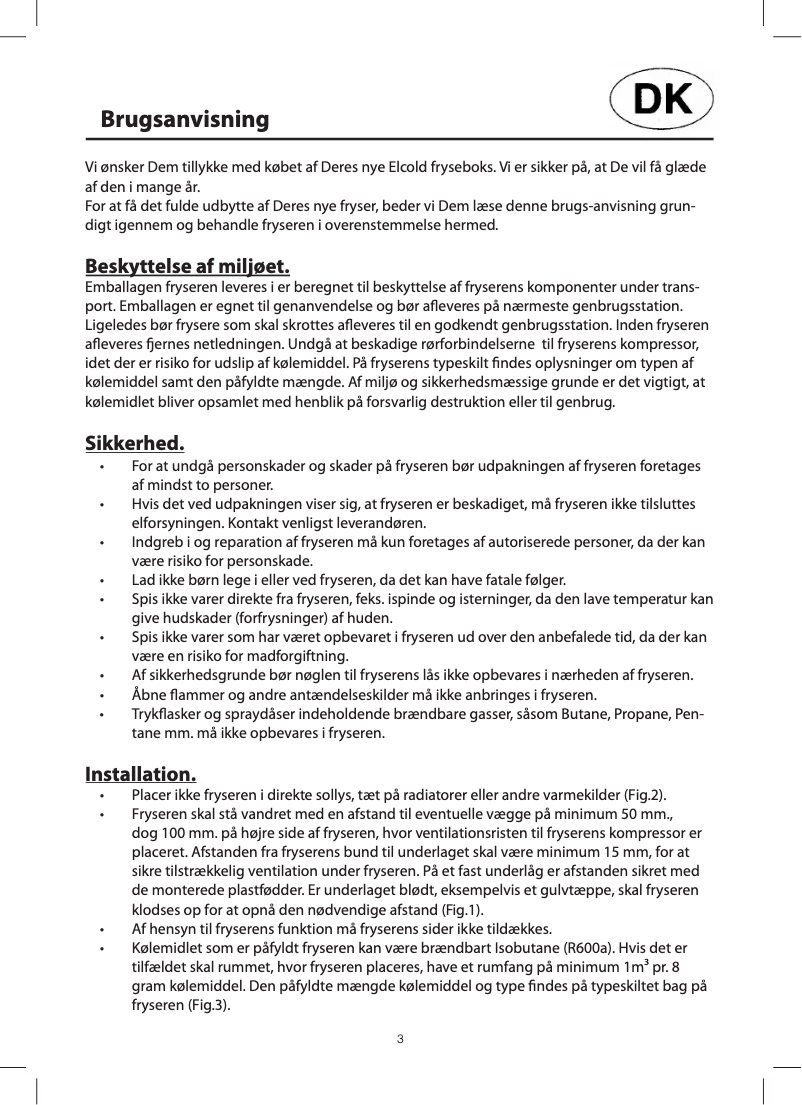 Page 1 de la notice Manuel utilisateur Elcold EL SS 22