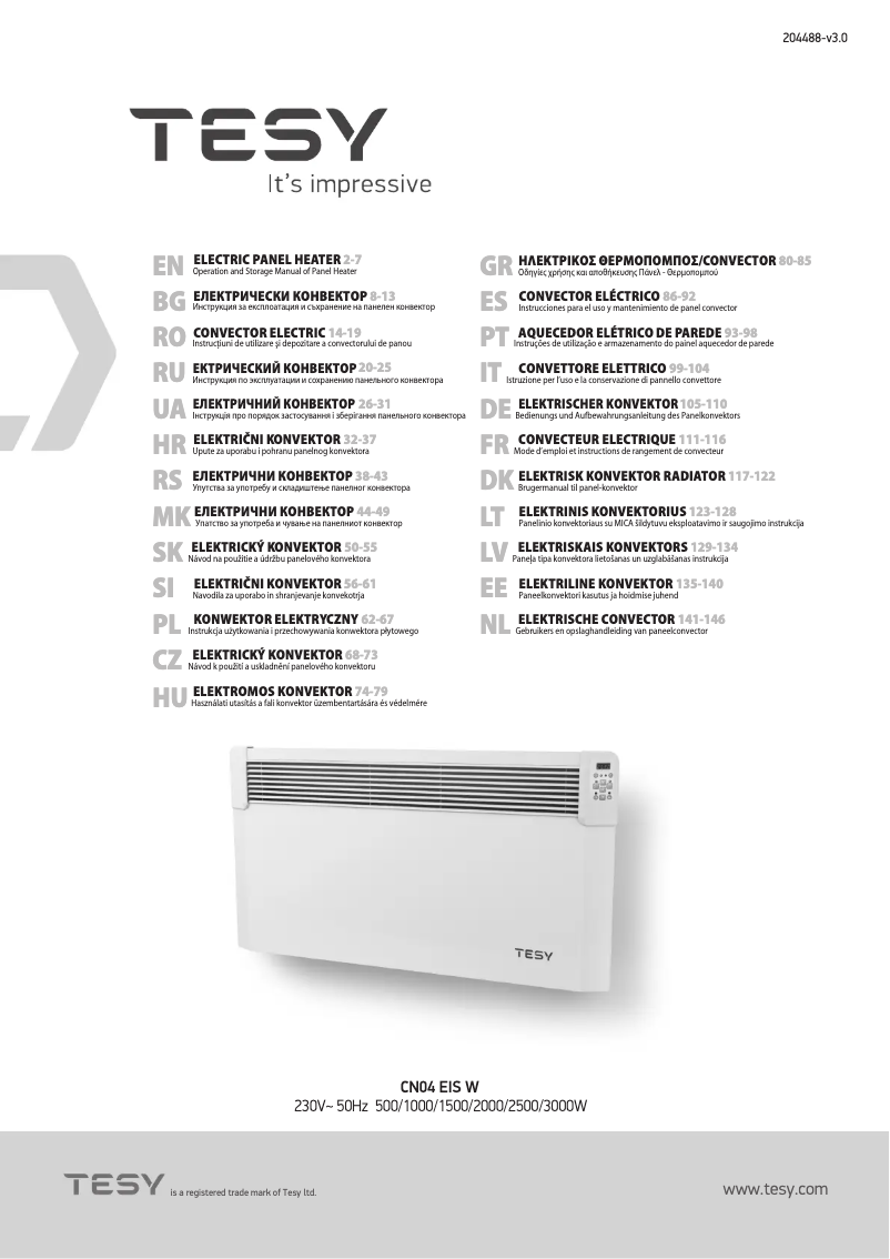 Page n°1 - Manuel utilisateur Tesy CN04 050 EIS W