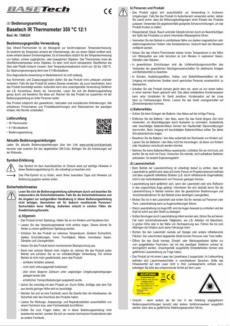 Page n°1 - Manuel utilisateur BaseTech 350C12