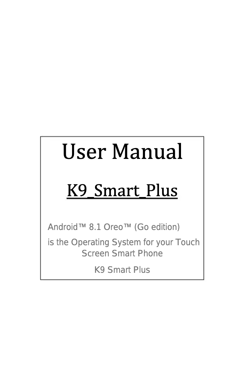 Image de la première page du manuel de l'appareil K9 Smart Plus