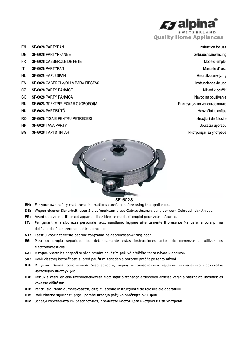 Image de la première page du manuel de l'appareil SF-6028