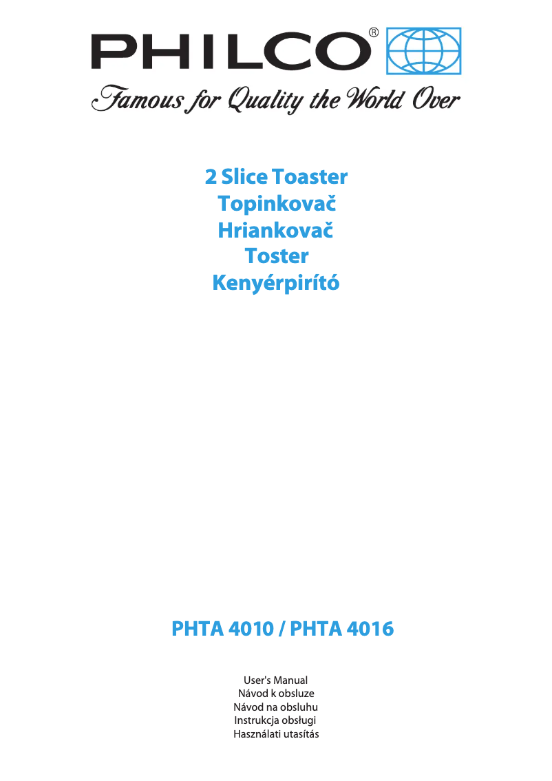 Page n°1 - Manuel utilisateur Philco PHTA 4010