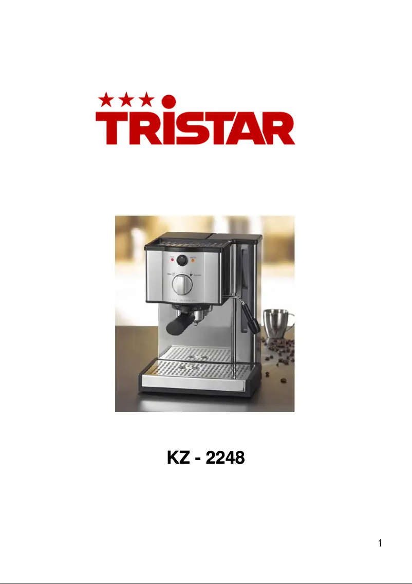 Page n°1 - Manuel utilisateur TriStar KZ-2248