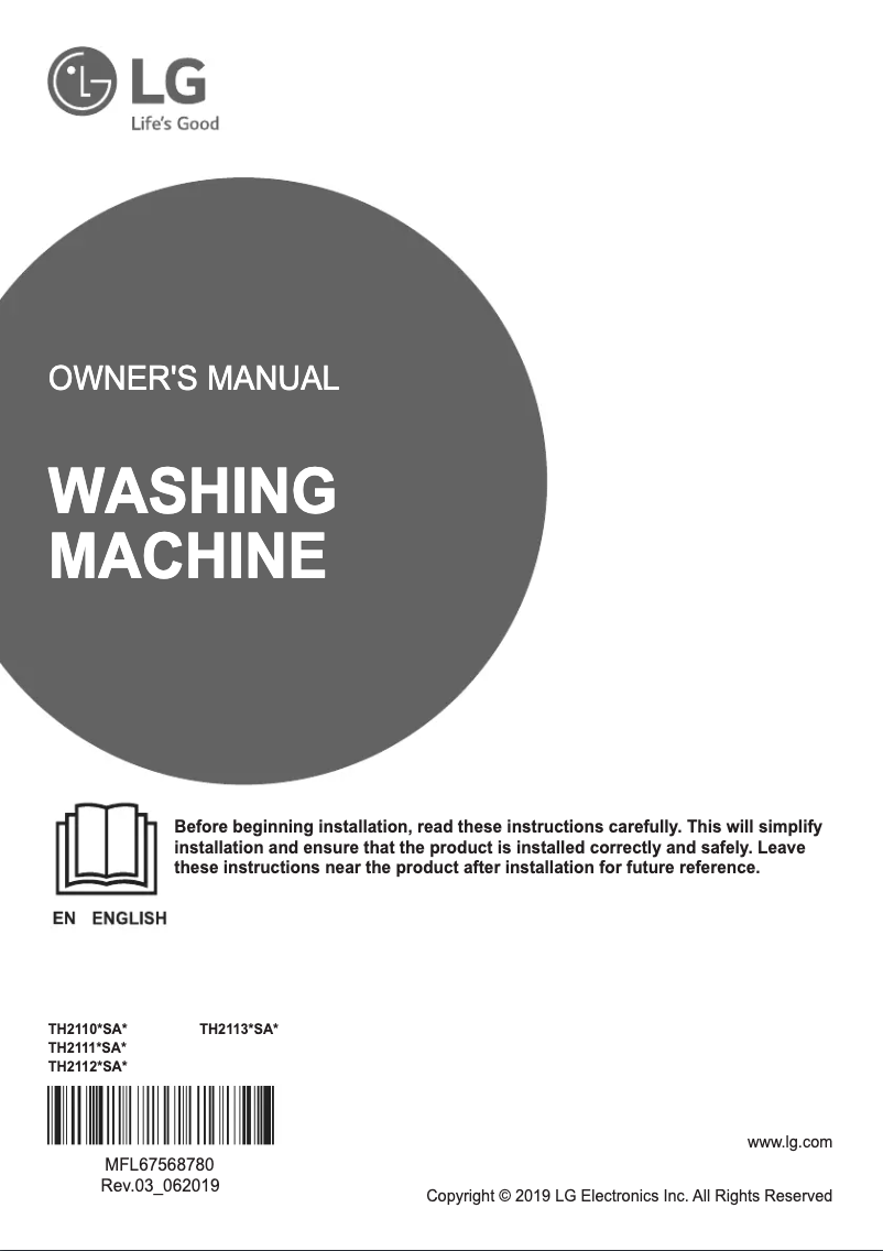 Page 1 de la notice Manuel utilisateur LG TH2110DSAW