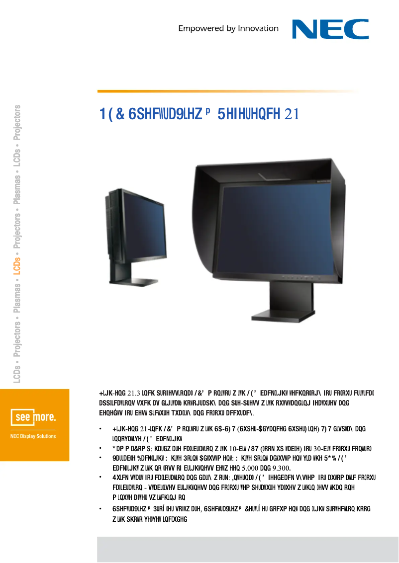 Page 1 de la notice Fiche technique NEC SpectraView Reference 21