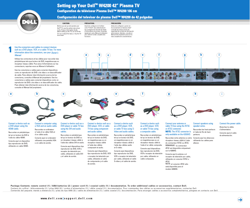 Page 1 de la notice Guide d'installation Dell W4200