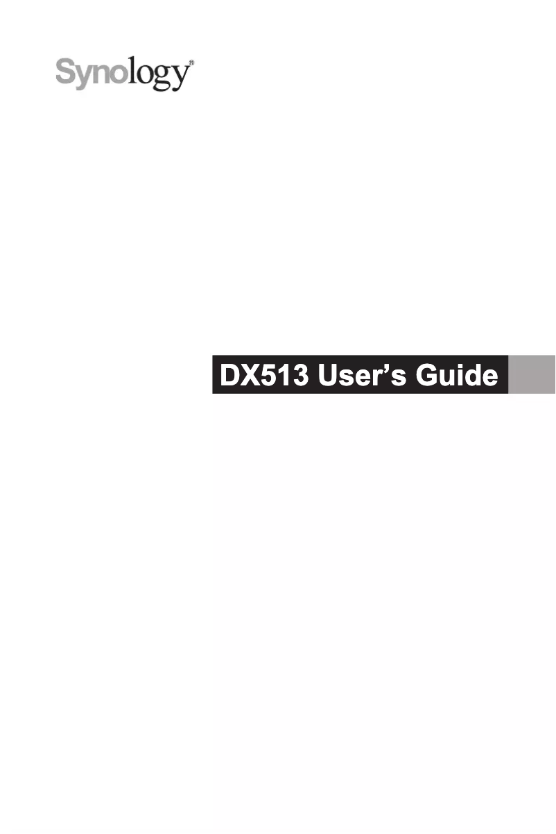Page n°1 - Manuel utilisateur Synology DX513