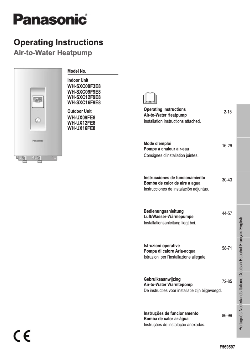 Page n°1 - Manuel utilisateur Panasonic WH-SXC09F3E8