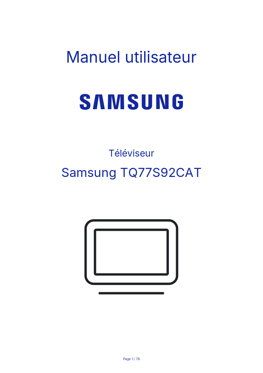 Page n°1 - Manuel utilisateur Samsung TQ77S92CAT