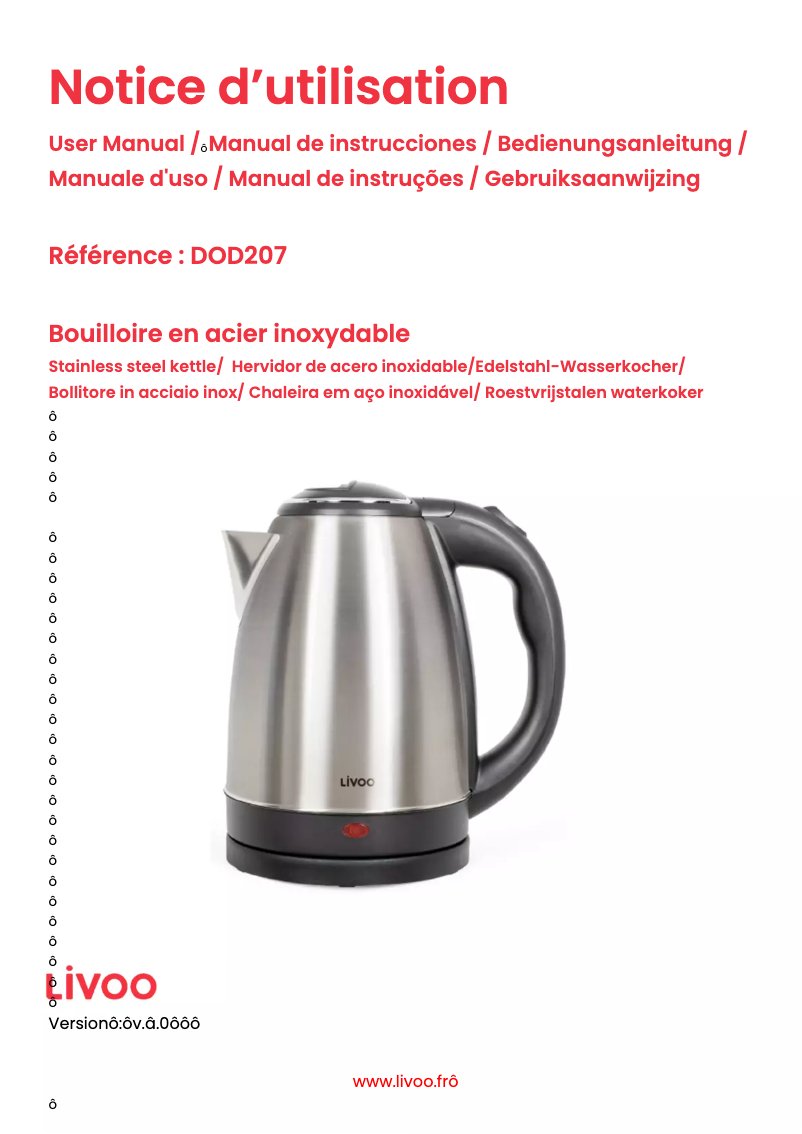 Page n°1 - Manuel utilisateur Livoo DOD207