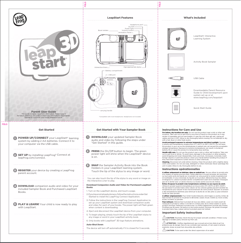 First page image of the manual for LeapStart 3D