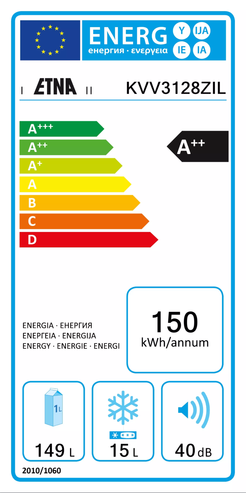 Page n°1 - Label énergétique Etna KVV3128ZIL