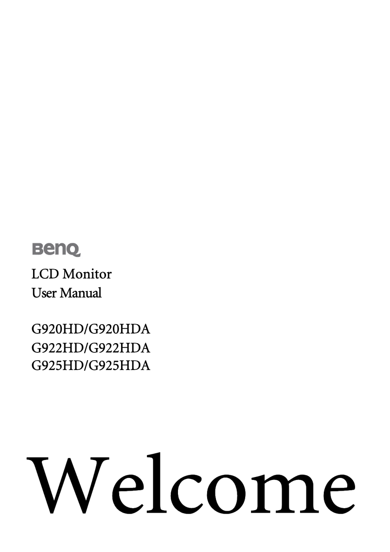 Page n°1 - Manuel utilisateur BenQ G920HDA