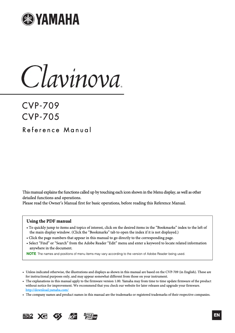 Page n°1 - Manuel utilisateur Yamaha Clavinova CVP-709