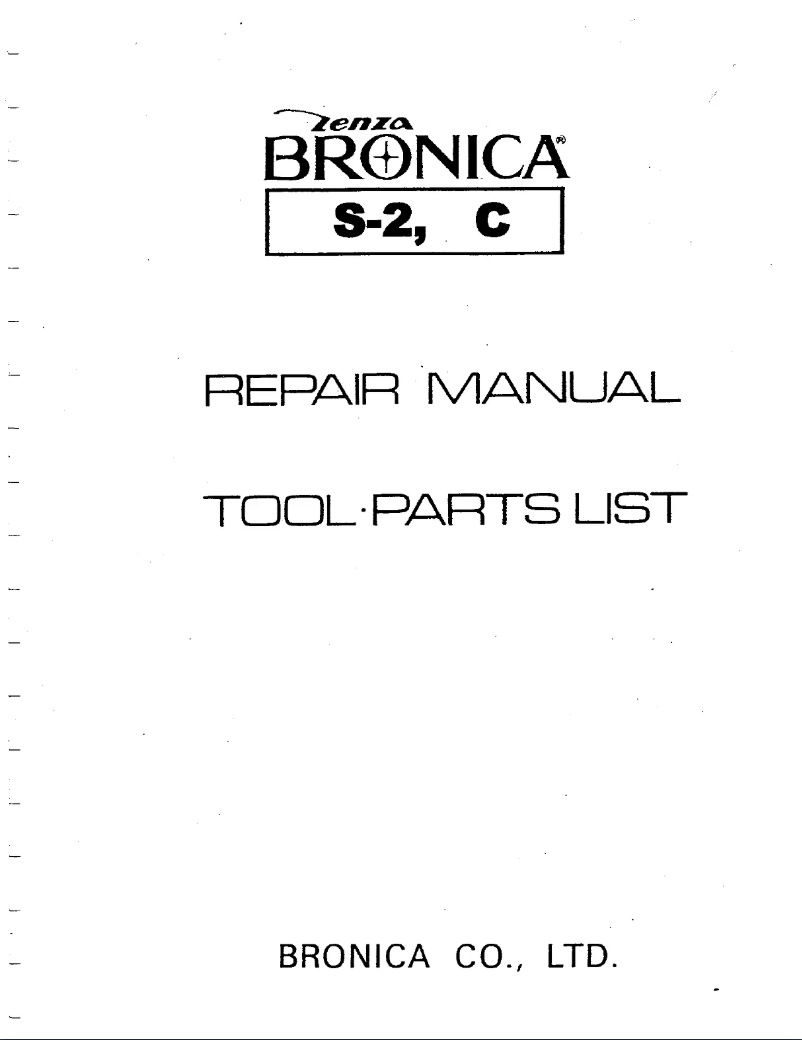 Page 1 de la notice Manuel utilisateur Zenza Bronica S2