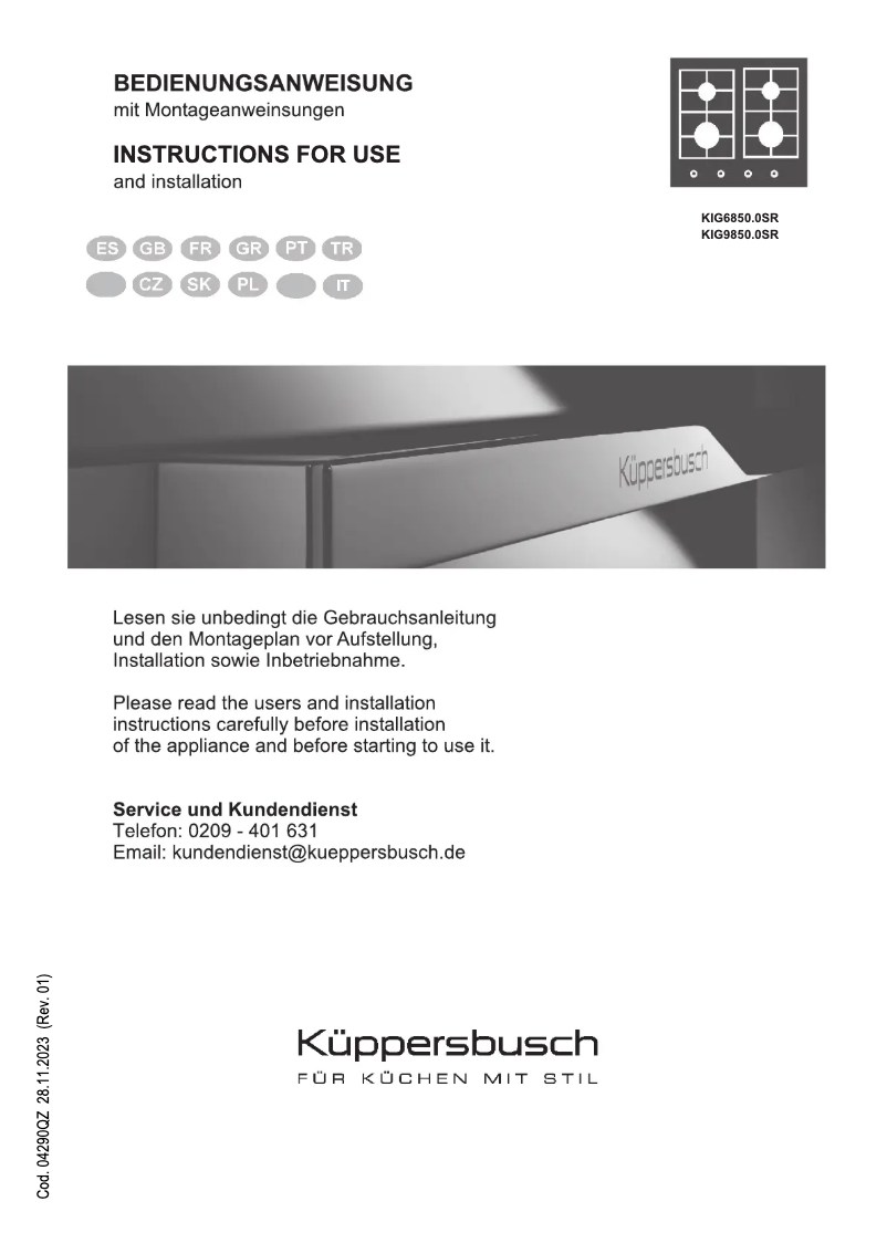 Image de la première page du manuel de l'appareil KIG6850.0SR