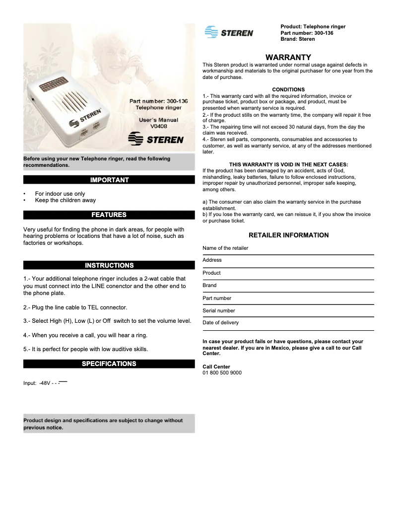 Image de la première page du manuel de l'appareil 300-136