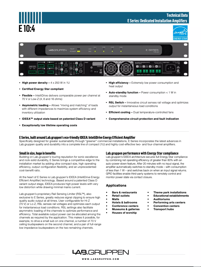 Página 1 del manual Manual de usuario Lab Gruppen E 10:4