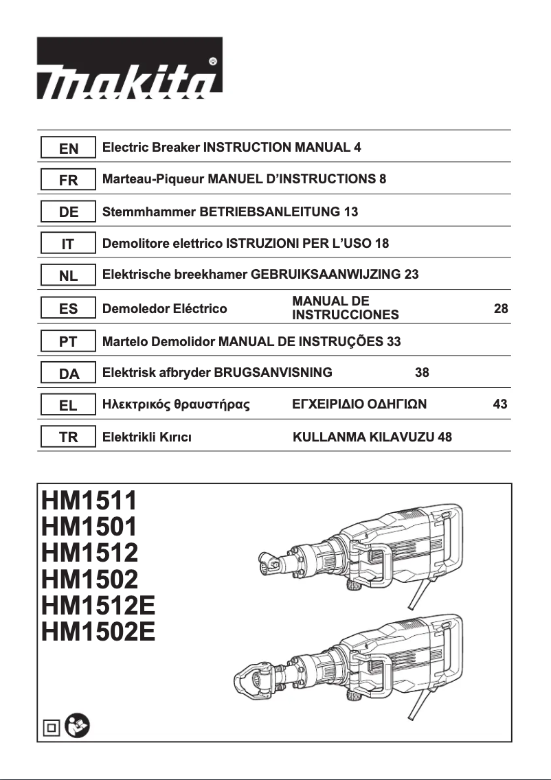 Page 1 de la notice Manuel utilisateur Makita HM1512