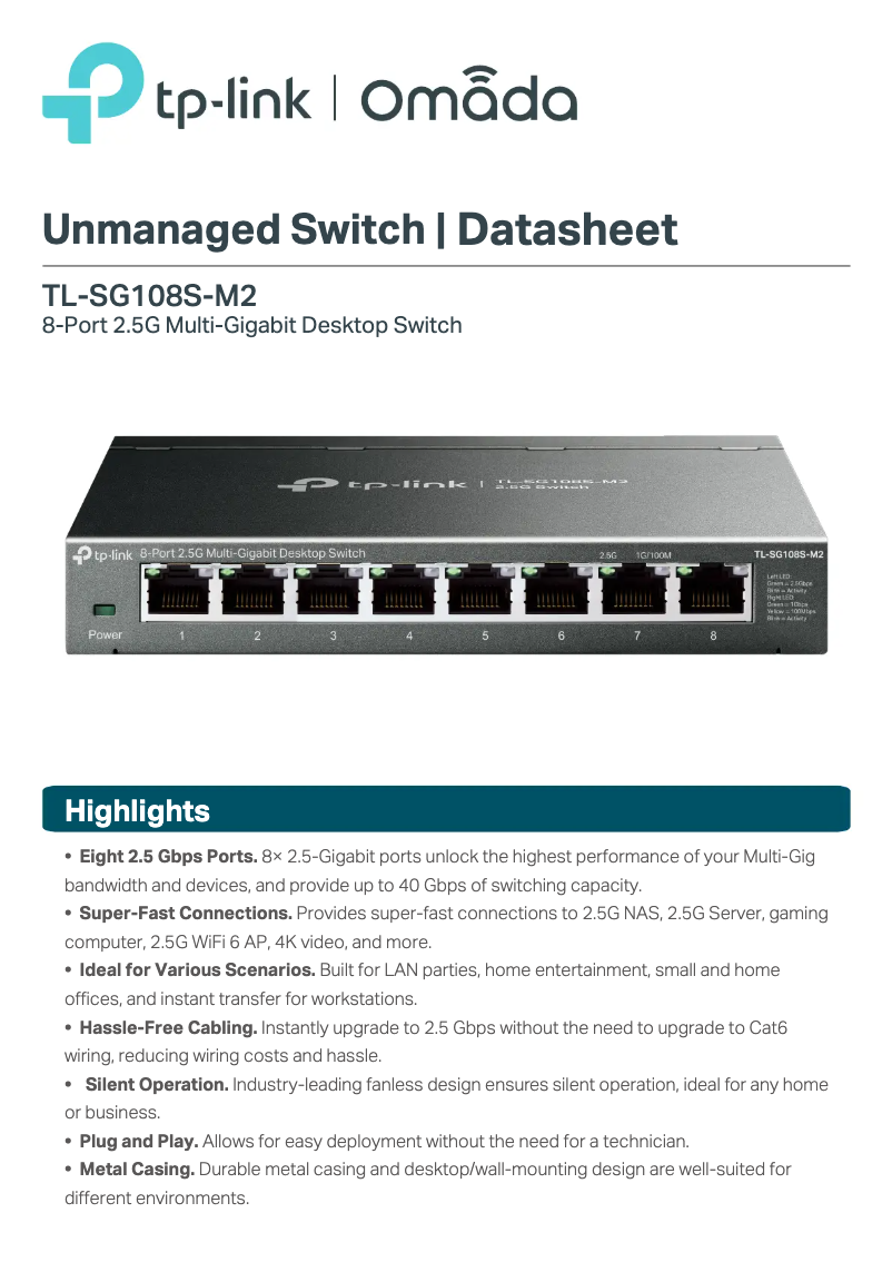 Page n°1 - Fiche technique TP-Link TL-SG108S-M2