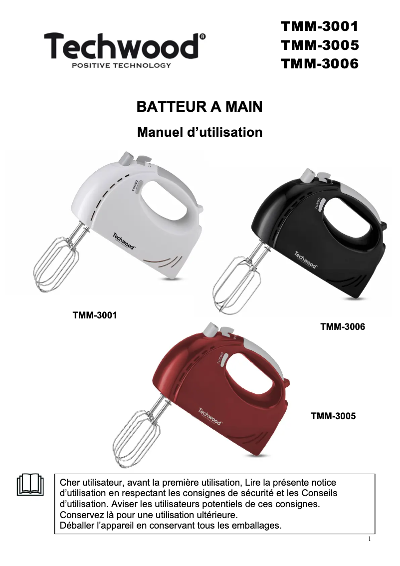 Image de la première page du manuel de l'appareil TMM-8001