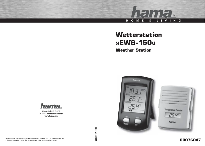 Imagen de la primera página del manual del dispositivo EWS-150