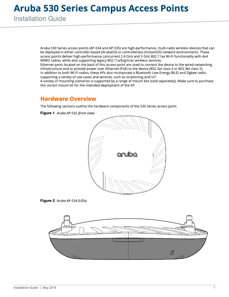 Page n°1 - Manuel utilisateur Aruba AP-535