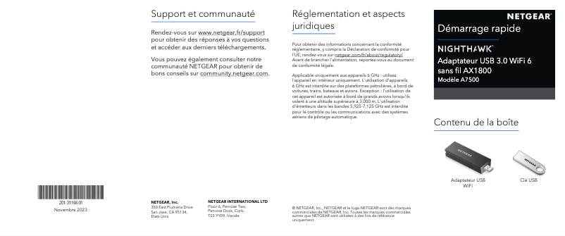 Image de la première page du manuel de l'appareil Nighthawk A7500