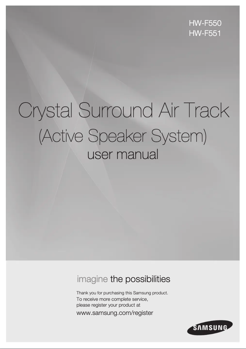 Imagen de la primera página del manual del dispositivo Crystal Surround Air Track HW-F551