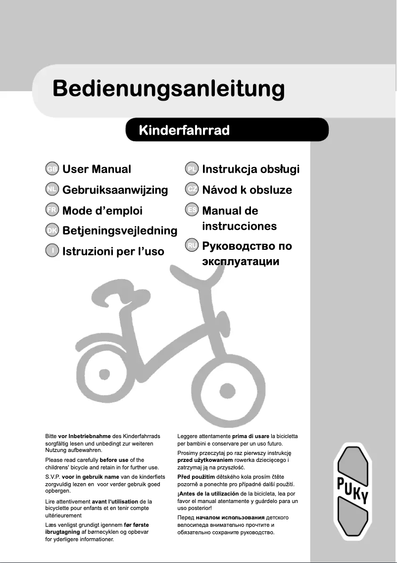 Página 1 del manual Manual de usuario Puky ZL 18 Alu