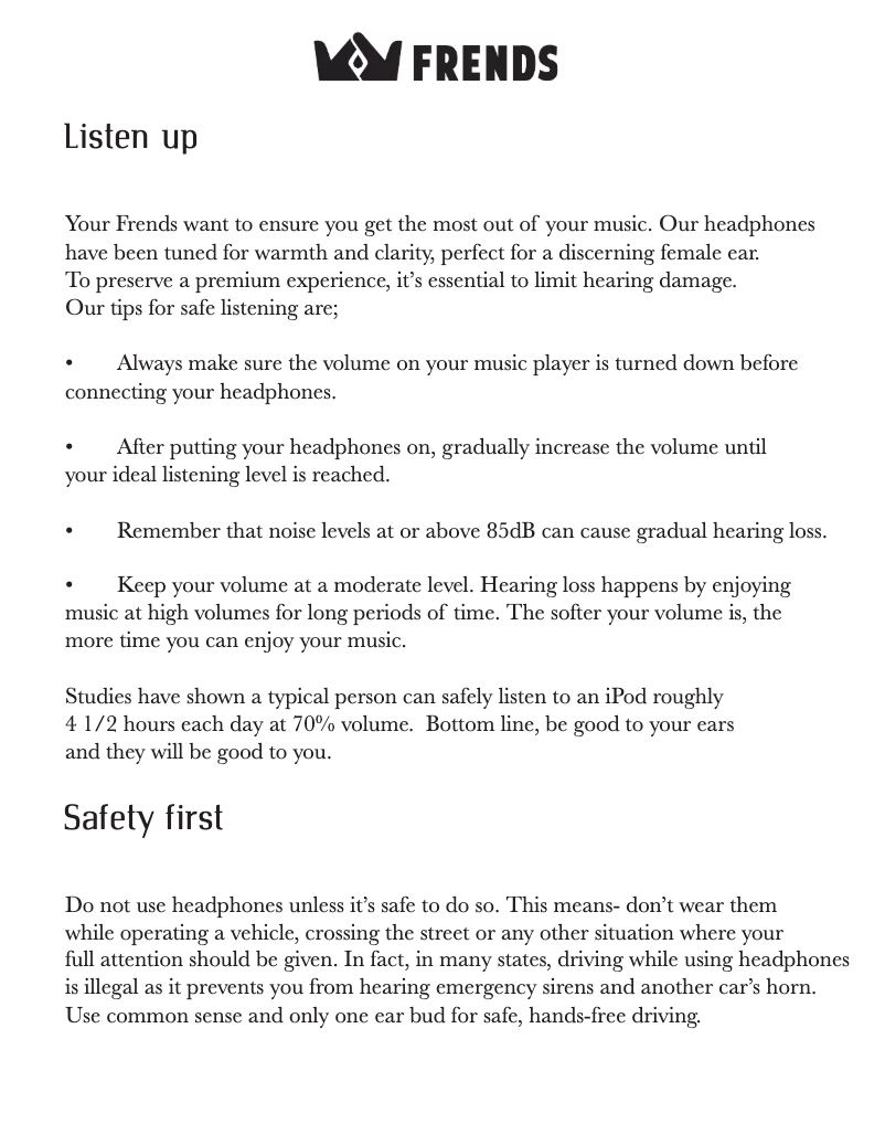 Page 1 de la notice Manuel utilisateur Frends Taylor