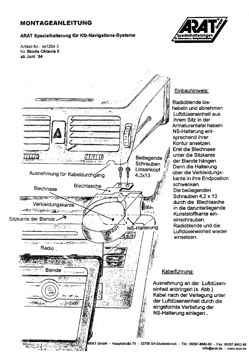 Page 1 de la notice Manuel utilisateur Arat NS1264.3