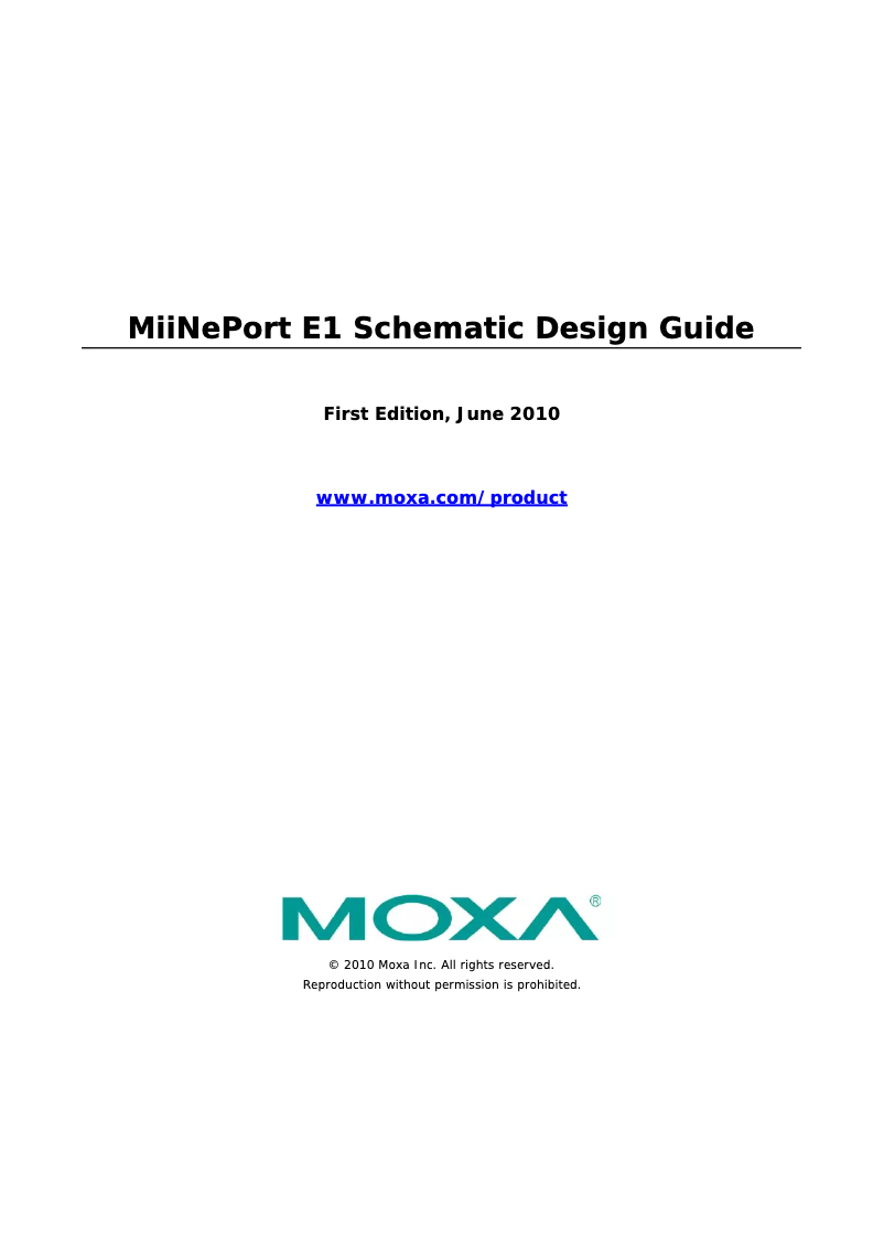 Page 1 de la notice Manuel utilisateur Moxa MiiNePort E1-H-ST