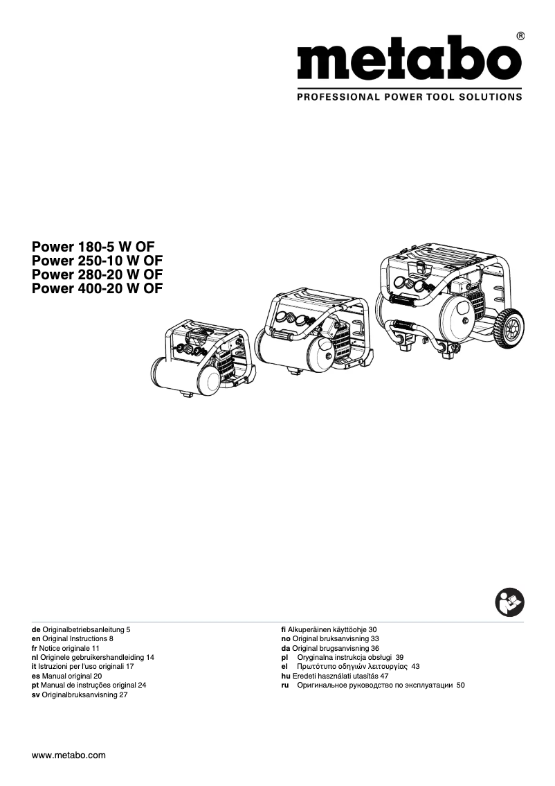 Page 1 de la notice Manuel utilisateur Metabo Power 400-20 W OF
