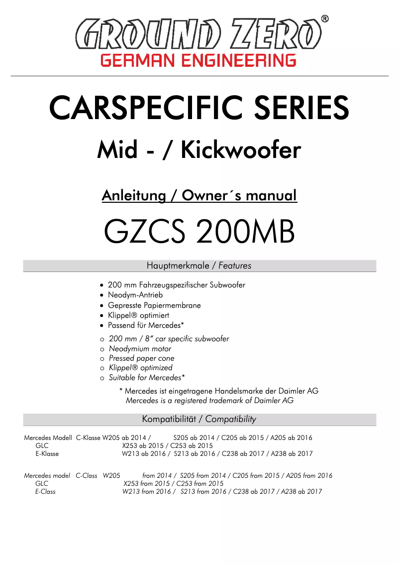 Página 1 del manual Manual de usuario Ground Zero GZCS 200MB