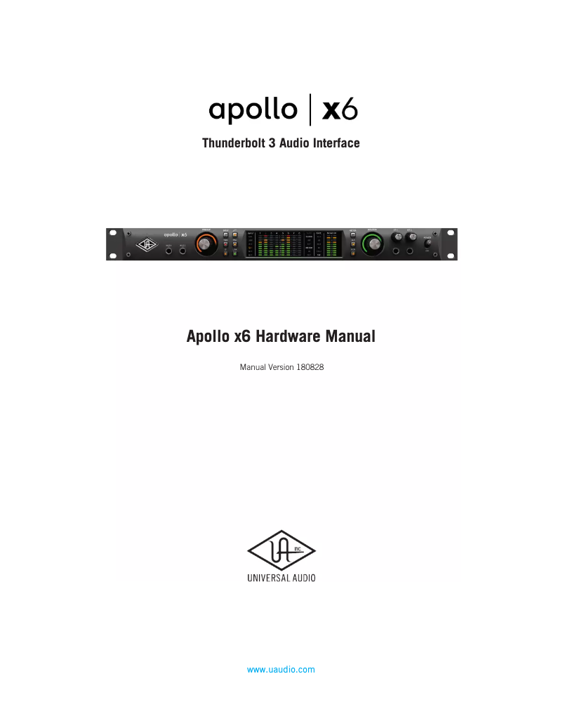 Page 1 de la notice Manuel utilisateur Universal Audio Apollo x6