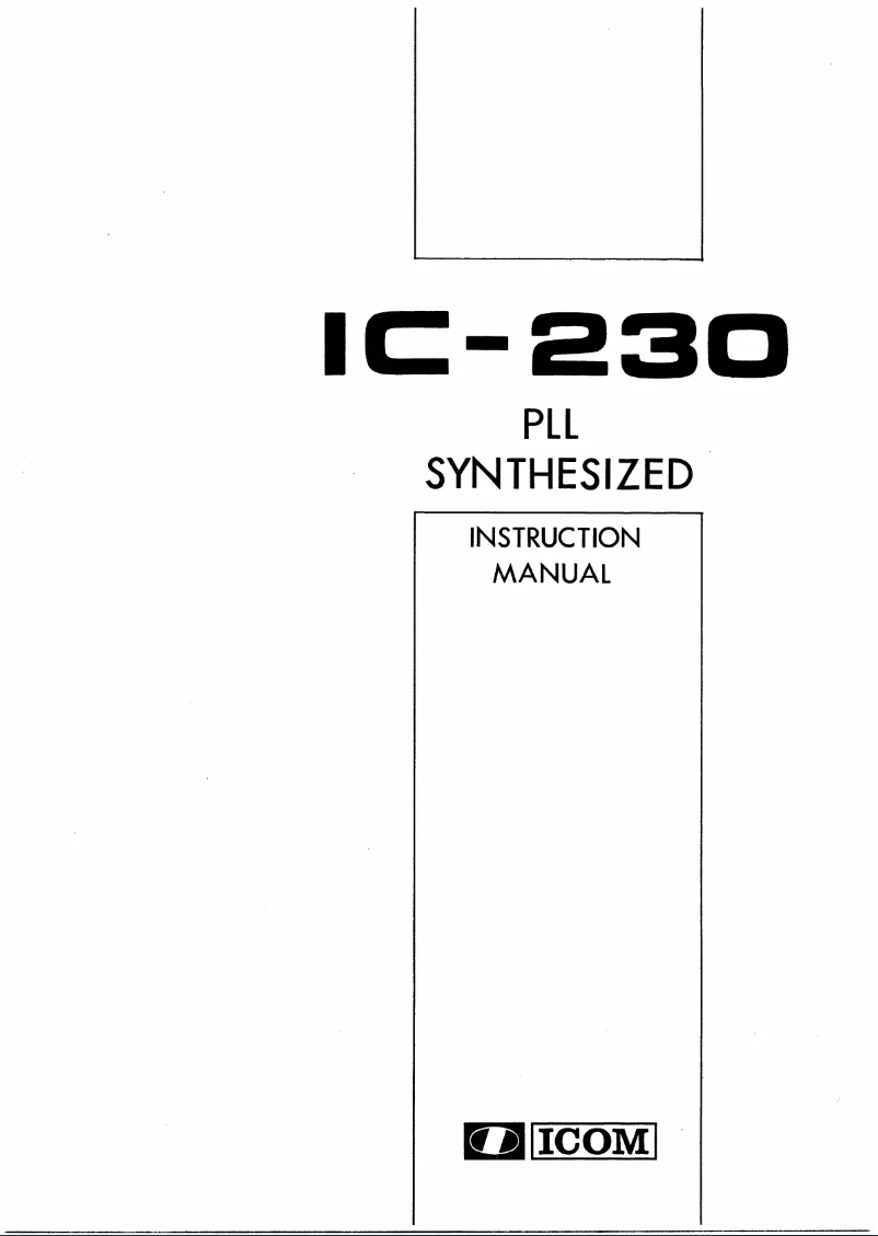Page n°1 - Manuel utilisateur ICOM IC-230