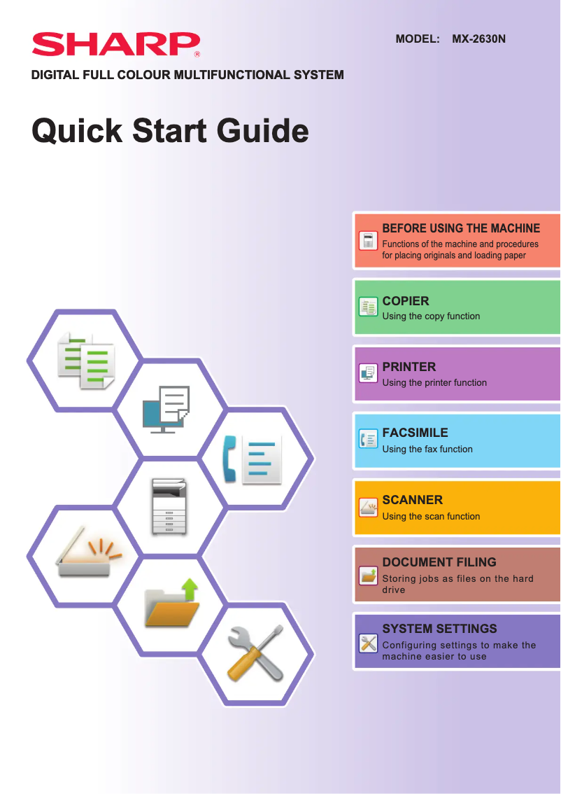 Page n°1 - Guide de démarrage rapide Sharp MX-4070N