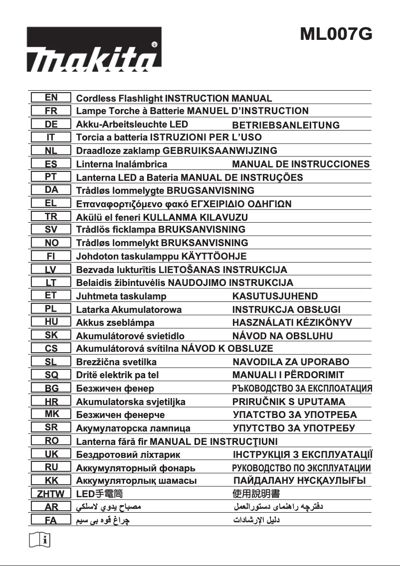 Page 1 de la notice Manuel utilisateur Makita ML007G