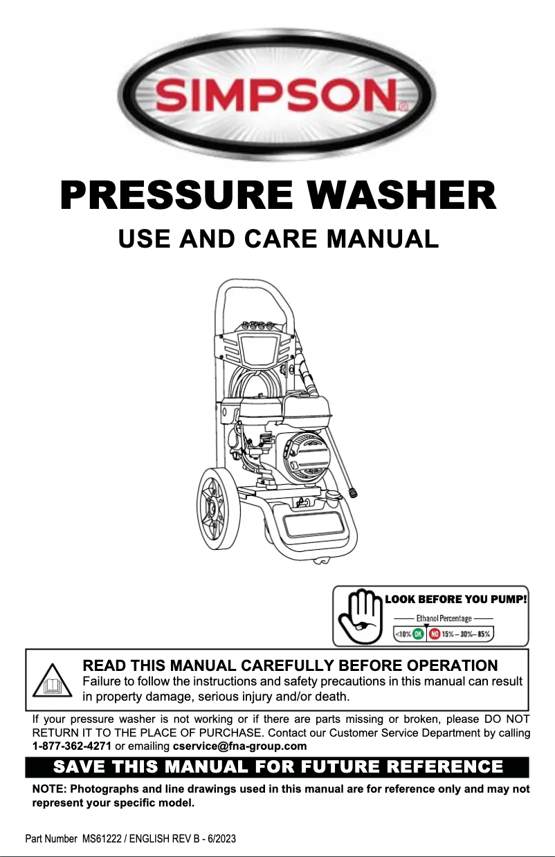 Page 1 de la notice Manuel utilisateur Simpson Megashot MS61222