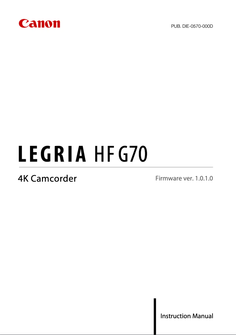 Page 1 de la notice Manuel utilisateur Canon Legria HF G70