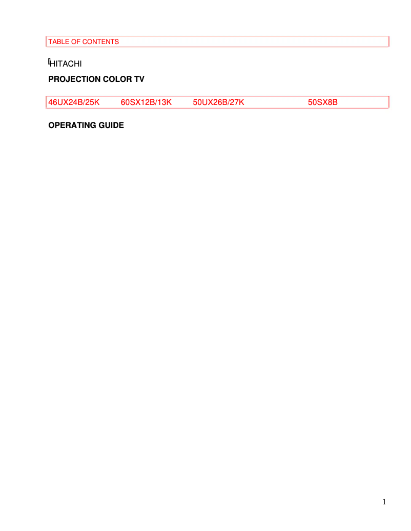 Page 1 de la notice Manuel utilisateur Hitachi 46UX24B