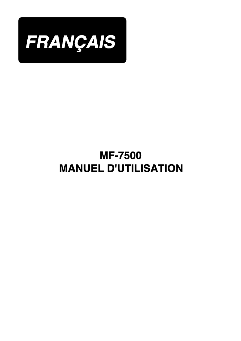 Page n°1 - Manuel utilisateur Juki MF-7500