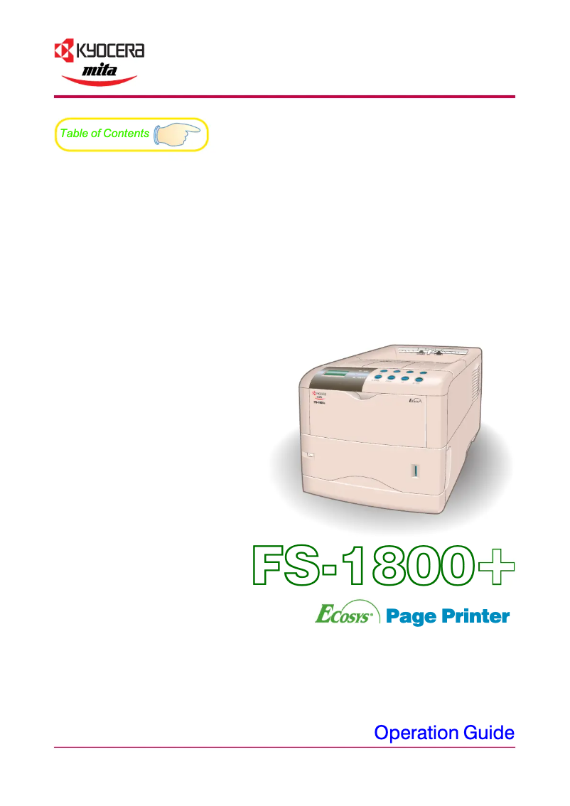 Page 1 de la notice Manuel utilisateur Kyocera FS-1800+