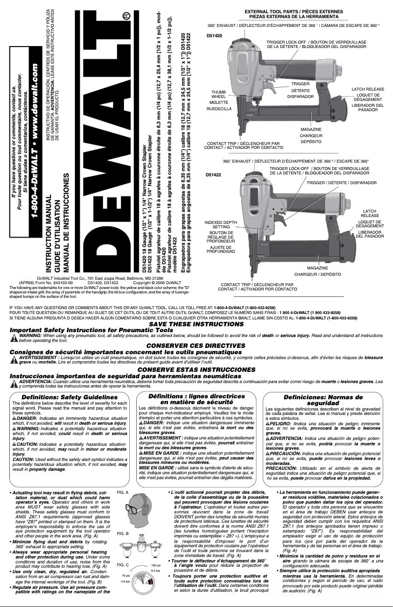 Page 1 de la notice Manuel utilisateur DeWalt D51422K