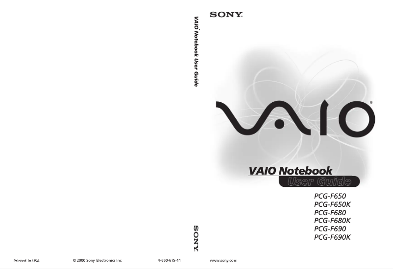 Image de la première page du manuel de l'appareil Vaio PCG-F680K