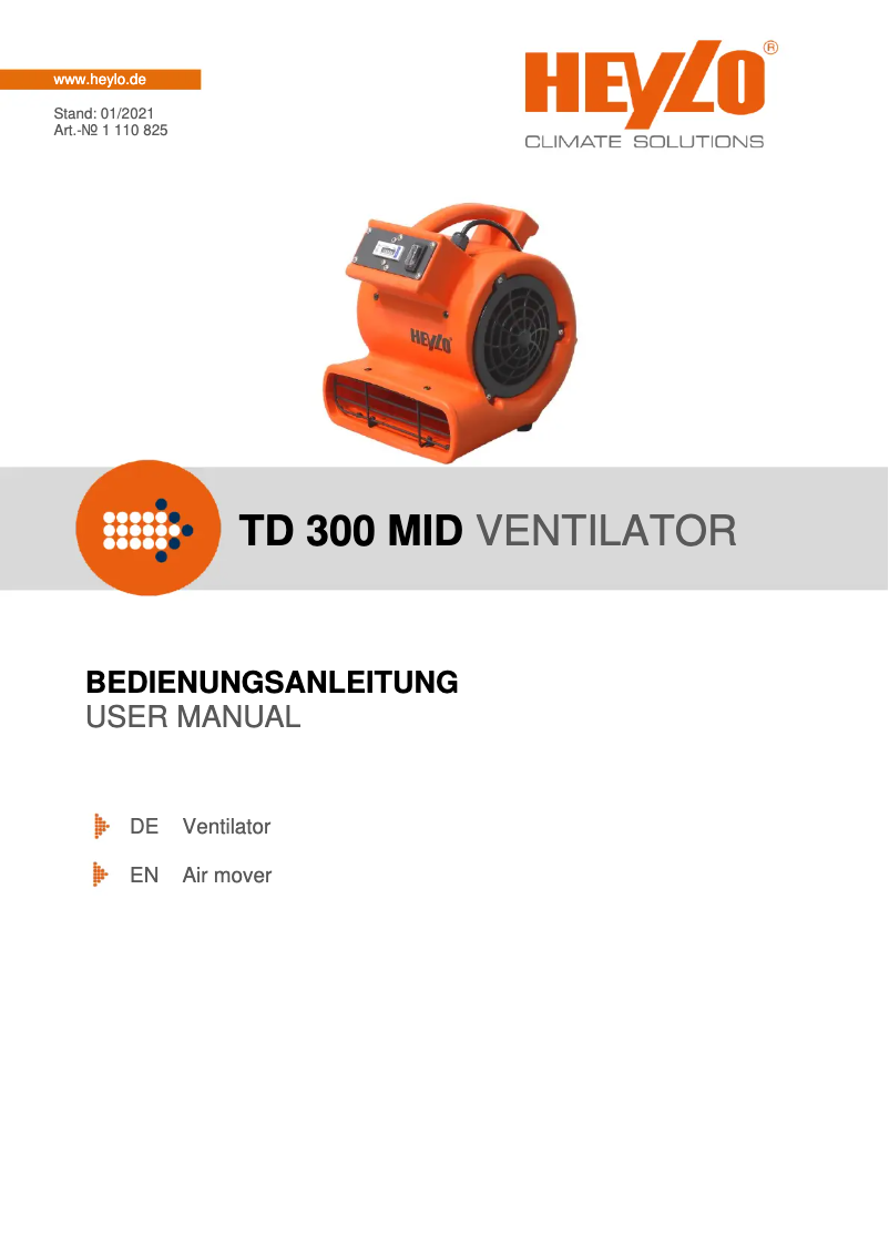 Image de la première page du manuel de l'appareil TD 300