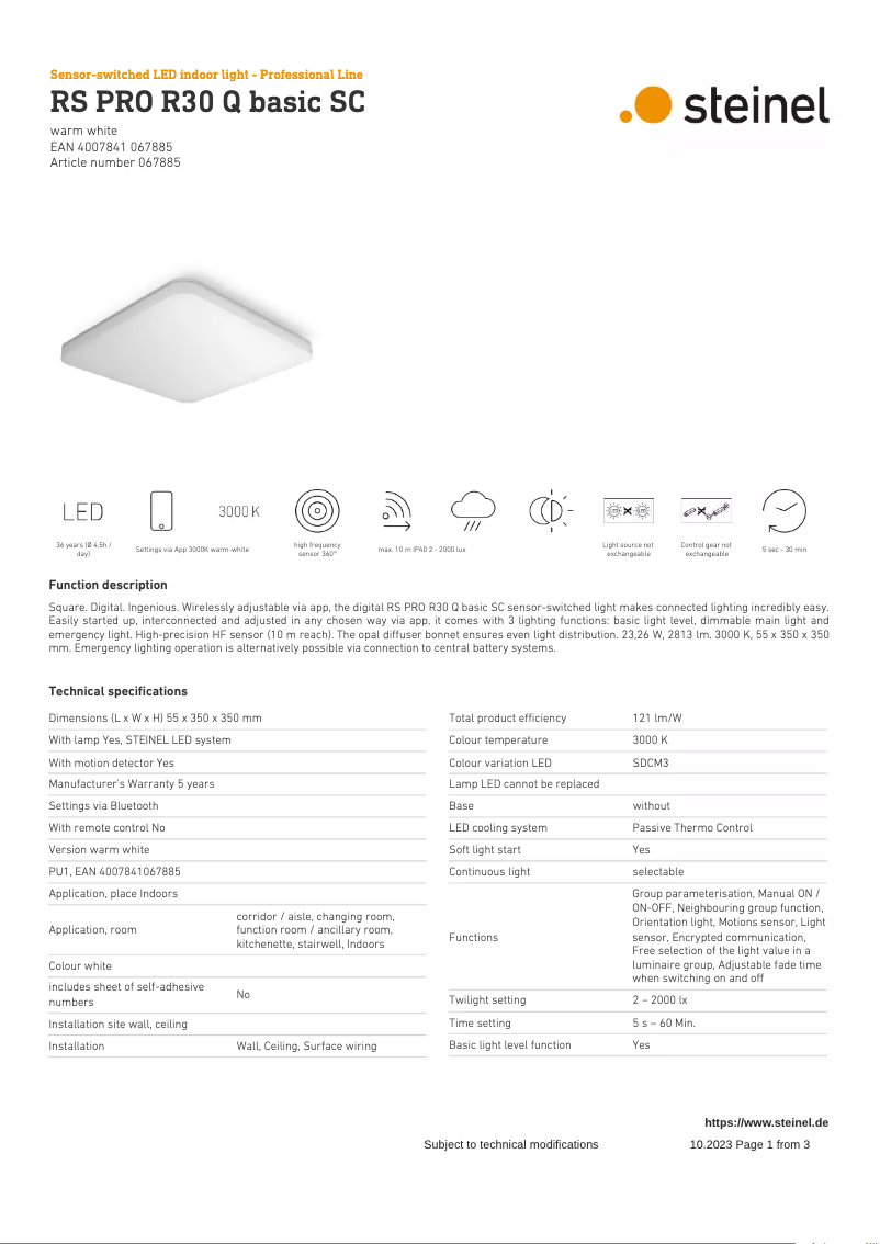 Image de la première page du manuel de l'appareil RS PRO R30 Q Basic SC
